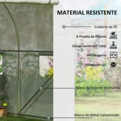 Växthustunnel - Foliedrivhus - 500x200x205 cm - Rullbar dörr - 8 fönster - Vit