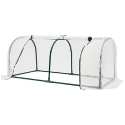 Växthustunnel - Mini växthus - 120x60x50 cm - PE-överdrag med dragkedja - Järnram - 2 kg - Beige