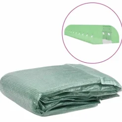 Växthusöverdrag med 20 fönster och dörr | Färg: Grön | Storlek: 300x1500x200 cm | 45 m²