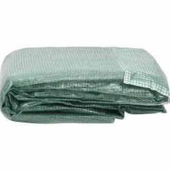 Växthusöverdrag med 20 fönster och dörr | Färg: Grön | Storlek: 300x1500x200 cm | 45 m²