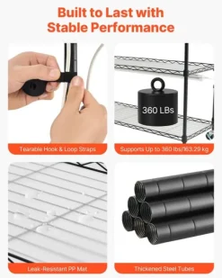 Växthylla med odlingslampa/växtlampa - 6-vånings växtställ - 180 cm Högt - LED 150 W 3800 K Fullspektrum - Hjul - Timer - För inomhusväxter