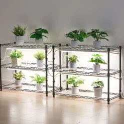 Växthylla med odlingslampor - Inomhus odlingshylla - 180 cm - Med hjul - Fullspektrum 192 W 5000 K - Kraftig metall - För förodling