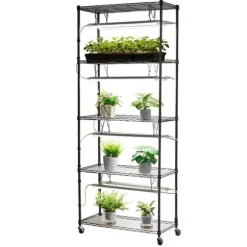 Växthylla med odlingslampor - Inomhus odlingshylla - 180 cm - Med hjul - Fullspektrum 192 W 5000 K - Kraftig metall - För förodling