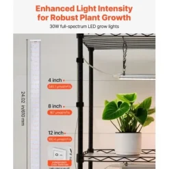 Växthyllla, 4-nivå inomhus växtställ med växtbelysning, 90x35x150 cm, metall