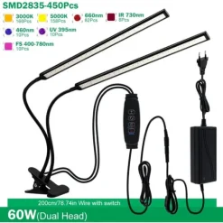 Växtlampa, Klämdesign, Flexibel Gåsdjursnack,60W