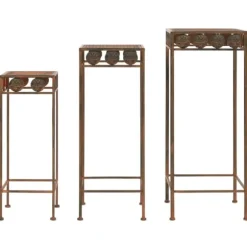 Växtstativ 3 delar vintage stil metall rostfärgade