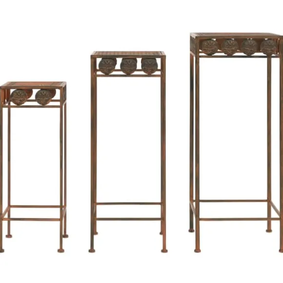 Växtstativ 3 delar vintage stil metall rostfärgade