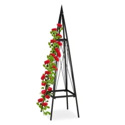 Växtstöd Obelisk, 132x36x34 cm, Svart