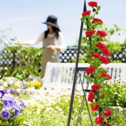 Växtstöd Obelisk, 132x36x34 cm, Svart