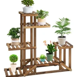 Växtställ - Blomhylla i trä - 6 hyllplan - 95 x 28 x 96,5 cm