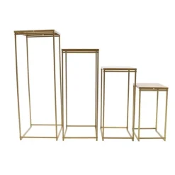 Växtställ & blomsterställ set - Metallstativ - 4-pack - Stålrör - 10–15 kg/st - Inne/ute - Montering krävs - För bröllopscenterpiece - Guld
