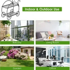 Växtställ, 66×36×64 cm, Svart