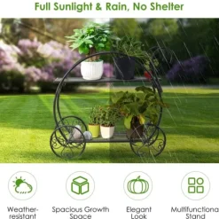 Växtställ, 66×36×64 cm, Svart