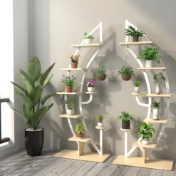 Växtställ, 60×30×155 cm, Vit