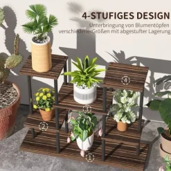 Växtställ 4 nivåer 61,5 cm trä kolbrun inne/ute
