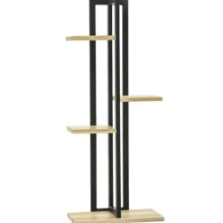 Växtställ 4 nivåer justerbart 110 cm trä svart/natur för inne/ute