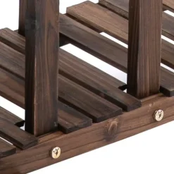 Växtställ 4 nivåer massivt kolat trä 123,5x33x80 cm trädgård/balkong