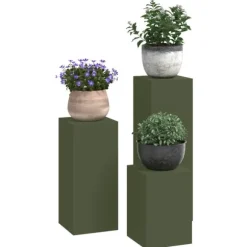 Växtställ 3 pcs Olivgrön Stål