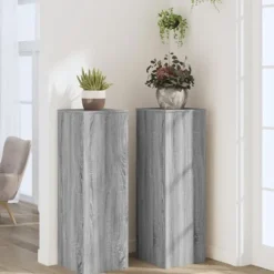Växtställ 2 st grå sonoma 33x33x100 cm konstruerat trä