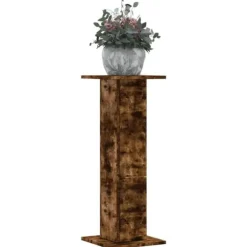 Växtställ 2 st rökfärgad ek i konstruerat trä - Stabilt och hållbart | Storlek: 30x30x80 cm