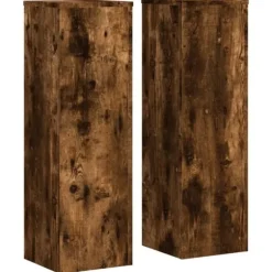 Växtställ 2 st rökfärgad ek 25x25x80 cm konstruerat trä