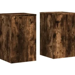 Växtställ 2 st rökfärgad ek 30x30x50 cm konstruerat trä