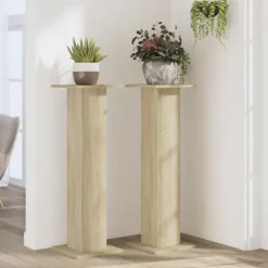 Växtställ 2 st sonoma-ek 30x30x95 cm konstruerat trä