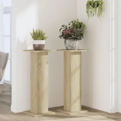 Växtställ 2 st sonoma-ek 30x30x80 cm konstruerat trä
