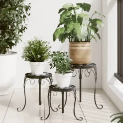 Växtställ 3 st svart och vit keramik