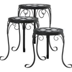 Växtställ 3 st svart och vit keramik