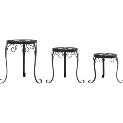 Växtställ 3 st svart och vit keramik