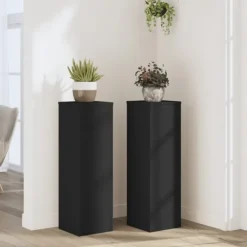 Växtställ 2 st svart 25x25x80 cm konstruerat trä