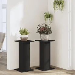 Växtställ 2 st svart 30x30x60 cm konstruerat trä