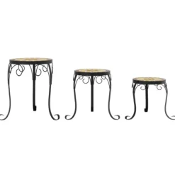 Växtställ 3 st terrakotta och vit keramik