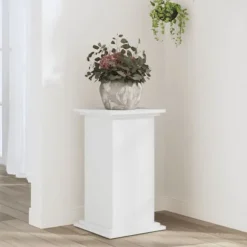 Växtställ av konstruerat trä - Stabilt och stilrent | Storlek: 33x33x60 cm | Färg: Vit