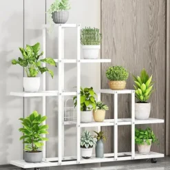 Växtställ, Flerlagersdesign, Bärbar och Hållbar,H9036 Vit