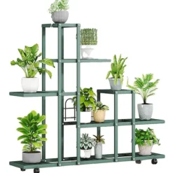 Växtställ, Flerlagersdesign, Bärbar och Hållbar,H9036 Grön