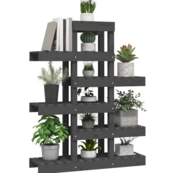 Växtställ Grå 85x25x109,5 cm massiv furu