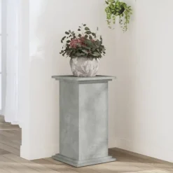 Växtställ i betonggrå färg - Stabilt och modernt designat i konstruerat trä | Storlek: 33x33x60 cm