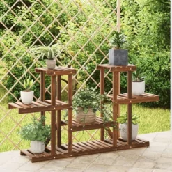 Växtställ i granträ - Hållbart och elegant för växter | Storlek: 110x25x73 cm | Färg: Naturlig träfinish