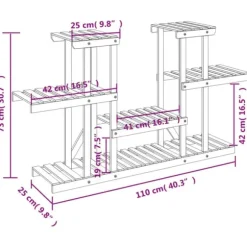 Växtställ i granträ - Hållbart och elegant för växter | Storlek: 110x25x73 cm | Färg: Naturlig träfinish