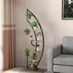 Växtställ i halvmåneform med 8 hyllor
