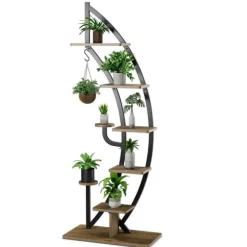 Växtställ i halvmåneform med 8 hyllor