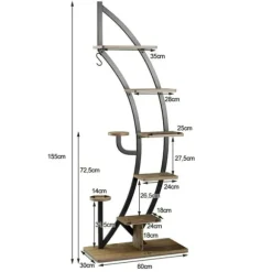 Växtställ i halvmåneform med 8 hyllor