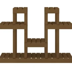 Växtställ i honungsbrun massiv furu - Perfekt för blommor och växter | Storlek: 104,5x25x77,5 cm