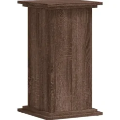 Växtställ i konstruerat trä - Stabilt och tidlöst design | Storlek: 33x33x60 cm | Färg: Brun ek