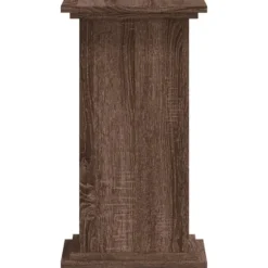 Växtställ i konstruerat trä - Stabilt och tidlöst design | Storlek: 33x33x60 cm | Färg: Brun ek