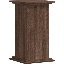 Växtställ i konstruerat trä - Stabilt och tidlöst design | Storlek: 33x33x60 cm | Färg: Brun ek