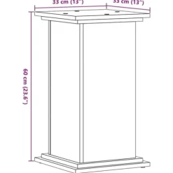 Växtställ i konstruerat trä - Stabilt och tidlöst design | Storlek: 33x33x60 cm | Färg: Brun ek