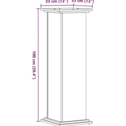 Växtställ i konstruerat trä - Tidlös design | Färg: Brun ek | Storlek: 33x33x100 cm